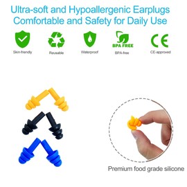 Silicone Ear Plugs for Sleeping,12 Pairs Soft Waterproof Noise Canceling Reduction Earplugs Waterproof Reusable Sound Blocking Earplugs for Concert,Swimming,Study,Loud Noise,Snoring (12 Pack)