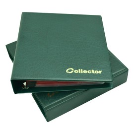 Collector Coin Collector's Album with Case for 300 Different Coin Sizes, from Large to Small Coins - with Pages and Red Dividers + Index - Green Coin Album