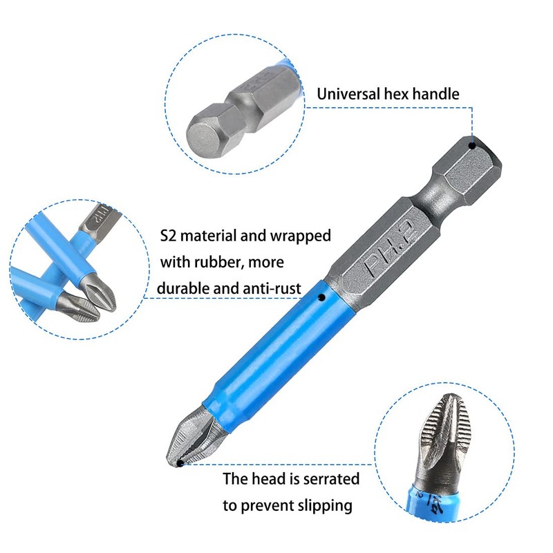 Saipor 12-Piece Magnetic Phillips Pozidriv Screwdriver Bit Set PH/PZ Bits