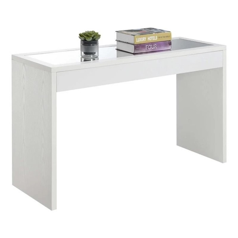 Convenience Concepts Northfield Mirrored Console Table in White Wood Finish