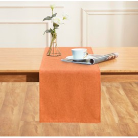Winotic Table Runner 13 x108 Inches Long, Cotton Linen Farmhouse Style Orange Table Linen for Kitchen Dining Coffee Table Parties Wedding Home Decor (Fall-Orange, 13” x 108”)