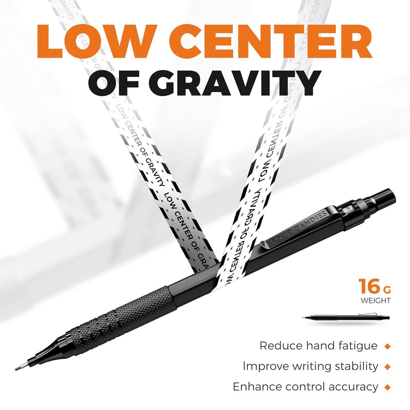 Four Candies 4PCS Metal Mechanical Pencils Set with Case, 0.5mm