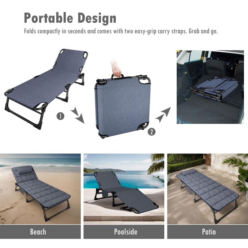 ATORPOK Folding Camping Cot for Adults with Padded Mattress and