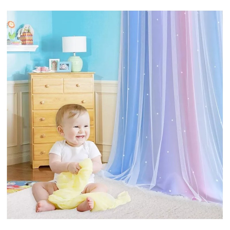 LUCINATIA 2piezas Cortinas Blackout Para Niños 132x214cm Con Estrellas