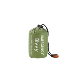 Emergency Sleeping Bag, 2 Pack Portable Thermal Bivy Sack, Waterproof Lightweight Emergency Blanket Survival Gear with Compass and Whistle for Camping Hiking Outdoor Adventure (Green, 1 Pack)