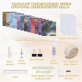 WEBEEDY 6 Set Bookbinding Kit for Adults DIY Japanese Stab Binding Notebook Book Making Kit DIY Craft Kit Complete Bookbinding Supplies Kit with Thread, Sewing Needles, Paper and Other Tools
