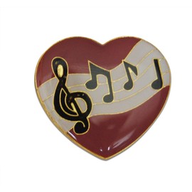 Pianst Pride Grand Piano & Music Heart Dual 2-Piece Pride Lapel Pin or Hat Pin & Tie Tack Set with Clutch Back by Novel Merk