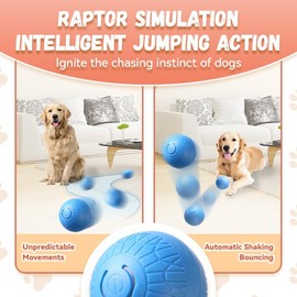 AILRINNI Interactive Dog Toys, Vibrating Dog Ball, Automatic Moving, Bouncing, Rotating, IPX7 Waterproof Rating, Interactive Dog Ball Suitable for Small/Medium/Large Dogs, Indestructible Dog chew Toy
