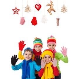 EBOOT Kids Gloves Full Fingers Knitted Gloves Warm Mitten Winter Favor for Little Boys and Girls(Color Set 9, 4-7 Years Size, 5 Pairs