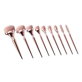 TOVINANNA 9-Piece Gold-Plated Makeup Brush Set for Women Professional Foundation Blush Eyeshadow Brushes Versatile Beauty Tools for Daily Use Soft Synthetic Fibers