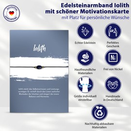 Glücksschmiedin - Gemstone Bracelet, Iolite with Gold-Coloured Beads, Locally Handmade