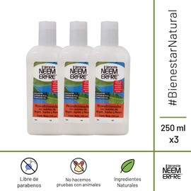 Acondicionador Natural Vegano- Sin Quimicos Sales Parabenos Petrolatos- Anti Frizz- Con Aceites De Argan Jojoba y Neem - bienestar NEEM ERFRE (Paq - de 3)