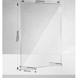 Manschin laser design acrylic protective shield, sneezing protection, spit protection, counter stand protection against droplet infection 750 x 500 mm