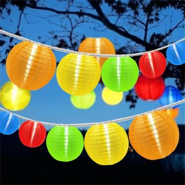 Pallerina Multicolor Lantern String Lights,25ft 10pcs Chinese Lanterns with G40 LED Light Bulb,Plug-in Nylon Hanging Lanterns Lights for Outdoor,Patio, Backyard, Summer Party,Garden,Festival