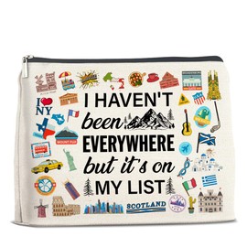 UPNEGE Travel Gifts Makeup Bag, Travelers Gifts for Women, Gifts for Women Who Like to Travel, Adventure I Haven't Been Everywhere But It's on My List Zipper Makeup Pouch