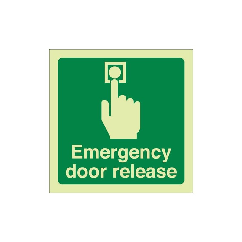 V Safety Glow in the Dark Emergency Door Release Sign