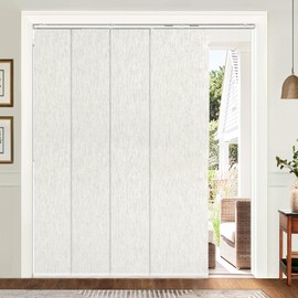 UNISHADES Panel Track Blinds, Vertical Blinds for Sliding Glass Doors, Extendable Track from 45 3/4" to 82 5/8" W, Cuttable Panel Curtains up to 96 inches high, Linen Blackout