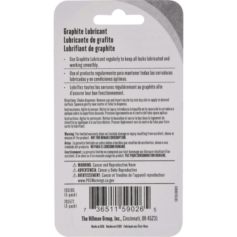 Hillman 703185 Graphite Tube 3G, White Key Lock Lubricant