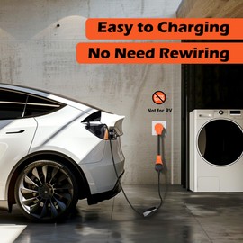 Ufixed NEMA 14-30P to 14-50R EV Charger Adapter Cord, 30 Amp Dryer to 50 Amp EV for Level 2 Charging with Grip Handle, Heavy Duty 10 Gauge,Orange