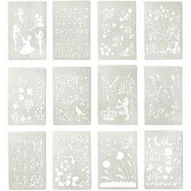 Mollytek Set of 12 Drawing Templates Stencil Sheets for Kids Drafting Templates Diary Templates Drawing Tools Drawing Tools Coloring DIY Albums Drawing Diary Planner (Set of 12)