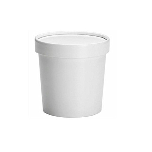 SafePro 16FCCW, 16 Oz. White Paper Soup Containers Combo With Lids, Catering Take Out Hot and Cold Deli Food Cups (50)