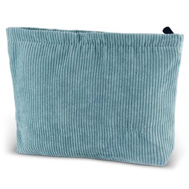 ZLFSQR Corduroy Makeup Bag for Women Preppy Large Capacity Blue-gray Cosmetic Bag Travel Toiletry Organizer Pouch for Purse Zipper Makeup Brushes Storage Tote Bag Cute Y2K Aesthetic Essentials Bag