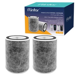 Flintar True HEPA Replacement Filter, Made in TAIWAN, Compatible with Shark Air Purifier Max Models HP201, HP202, UA205, AP1000, HC501, HC502, Compares to Part # HE2FKBAS and HE2FKBASMB, 2-Pack
