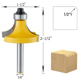 Yueqing Zhongji roundover router bit 1/4 shank router bits 1/4 shank 1/4-Inch-6.35MM Shank Roundover Edging Router Bit Set，Corner Rounding Edge Forming Bit Set， 1/8", 1/4", 3/8", 1/2" Radius (4 Pack)