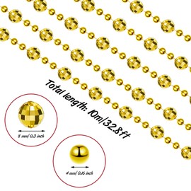 99FT DIY Garland Diamond Acrylic Crystal Beads Strand Shimmer Wedding Decorations Party Decoration Crafting Projects Iridescent (Gold, 20M)