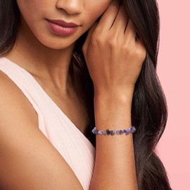 FSSODWT Bracelet for Women Natural Stone Green Energy Healing Crystal Chakra Bead Charms Bracelet Resizable Hand Braid Rope Thread Protection Bracelet for Men Gemstone Jewelry Gifts (amethyst)