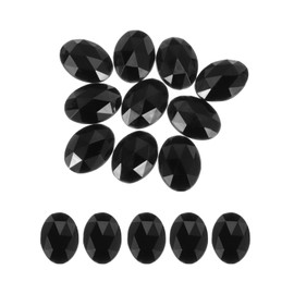 MECCANIXITY 10Pcs Acrylic Oval Gems 30x40 mm Flat Back Artificial Rhinestones for DIY Crafts Bead Wedding Party Face Painting Jewelry Making Black