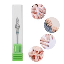 lyrlody Nail Drills, Professional Tapered Shape Tungsten Steel Manicure Tip for Manicure Pedicure Gel Removal Semi-Permanent Acrylic Medium Grain Nail Art (Green Label)