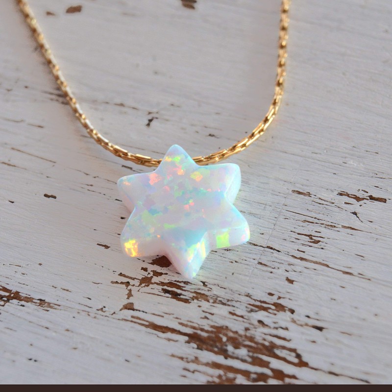 White Opal Star Necklace 14k Gold Filled Necklace Opal Star