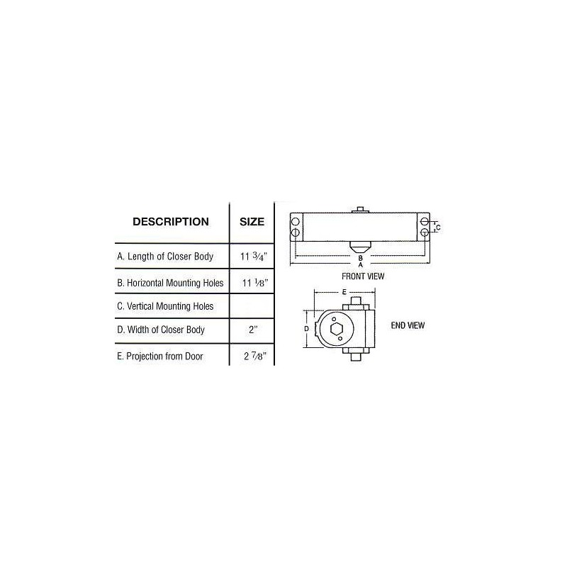 Cal-Royal CRN900PBF N900PBFALUM 900 Aluminum Surface Mount Door Closer
