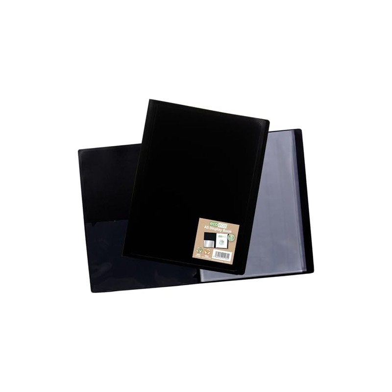 eco-eco A5 100% Recycled 10 Pocket Black Flexible Cover Portfolio