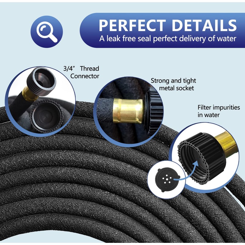 Soaker Hose 100 FT for Garden Beds, 1/2’’ Rubber Garden