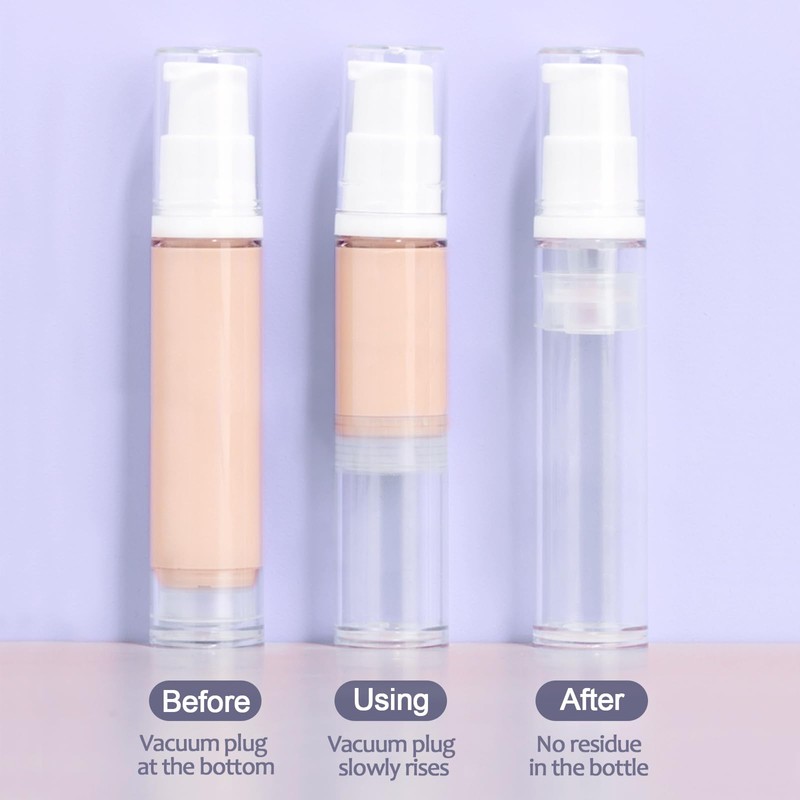 Juxiamal 3pcs Empty Airless Pump Bottles Refillable Clear Travel Lotion