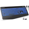 Wireless Keyboard with 7 Colored Backlits, Wrist Rest, Phone Holder,