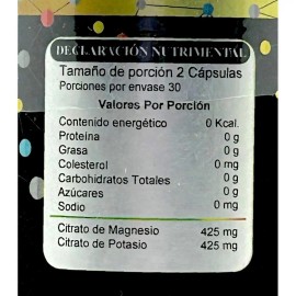 Sunahe Citrato Magnesio Potasio Cápsulas 850mg Suplemento Nutricional