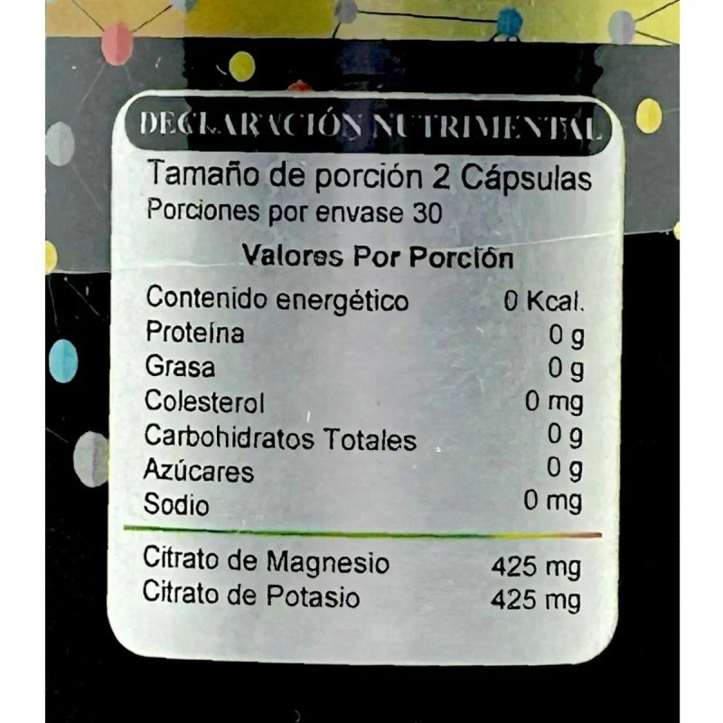 Sunahe Citrato Magnesio Potasio Cápsulas 850mg Suplemento Nutricional