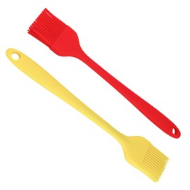 Backpinsel-Set, 230 °C, hitzebeständig, lebensmittelechtes Silikon, Öl- und Soßenpinsel für Grill, Backen und Küche, einteiliger Edelstahlkern, spülmaschinenfest, 2-teiliges Set