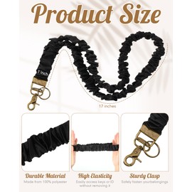 Geyoga Teacher Scrunchie Lanyards for ID Badges Keys Cute Neck Stretchy Lanyards Retractable Keychain Holder for Women Ladies (Black)