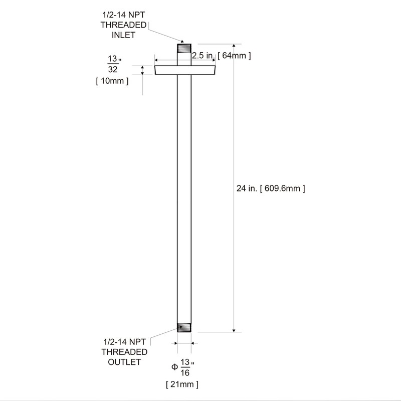 OFFO Shower Arm with Flange, 24 in Ceiling Mount Replacement