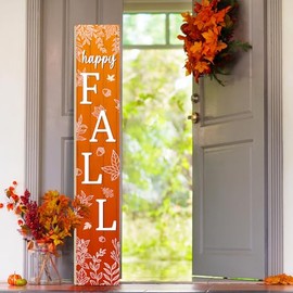 TOMPOP Fall Wooden Porch Sign 47.2" Happy Fall Autumn Leaf welcome sign for front Porch, Vertical Standing Outdoor Porch Decor for Home Front Door Yard Farmhouse Hanging Fall Decoration