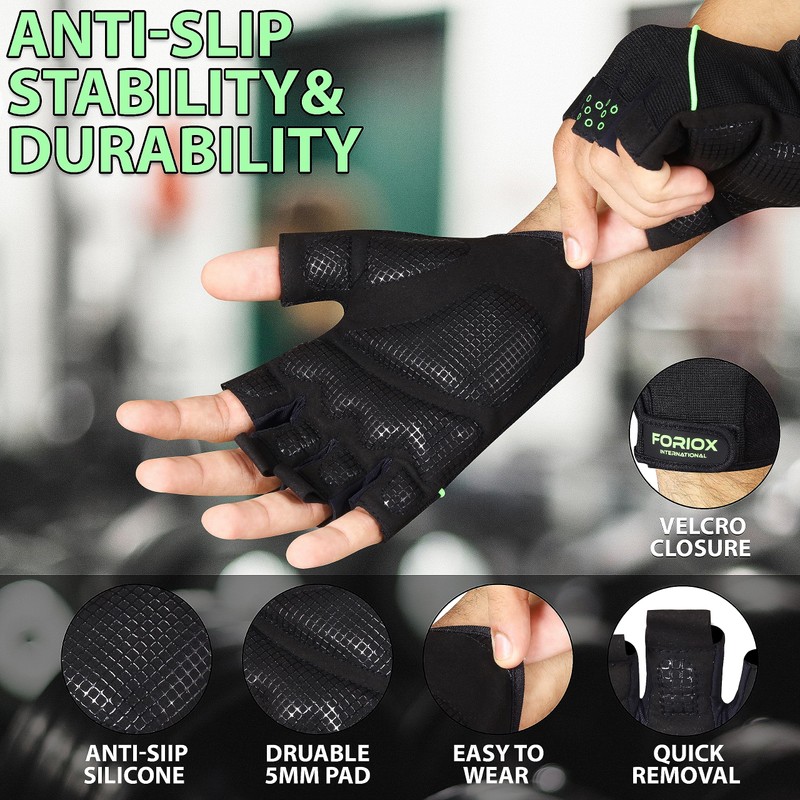 Foriox Gym Weight Lifting Workout Gloves with Wrist Support, Breathable