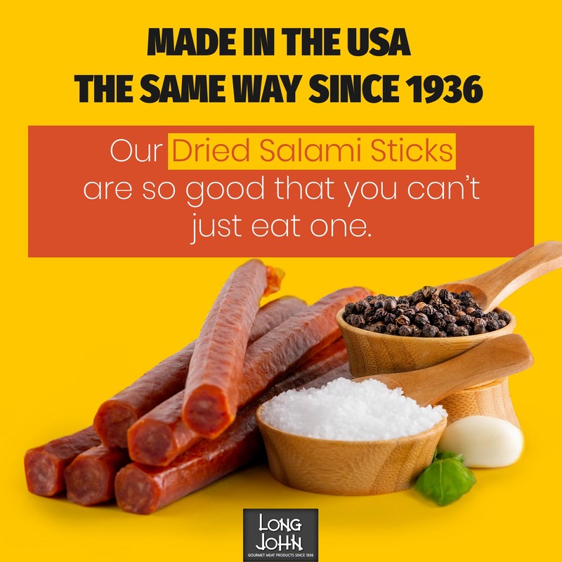 Long John Snacks Garlic & Pepper Dried Salami Stix –