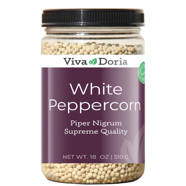 Viva Doria White Peppercorn, Whole White Pepper, 18 Oz For Grinder Refill