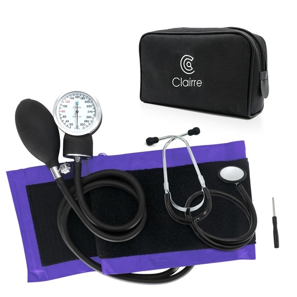 Clairre Manual Blood Pressure Cuff and Stethoscope Kit & Carrying
