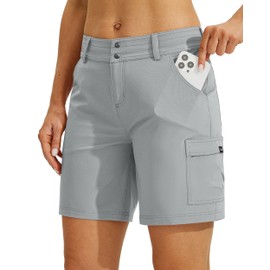 Willit Women's Golf Hiking Shorts Cargo Quick Dry Athletic Shorts Casual Summer Shorts with Pockets 7" Gray 6