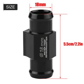 Motorcycle Water Temperature Sensor Adapter, Keenso Aluminium Water Temperature Meter Pressure Gauge Joint Pipe Cooler Sensor Adapter with 2 Clamps (18 mm)